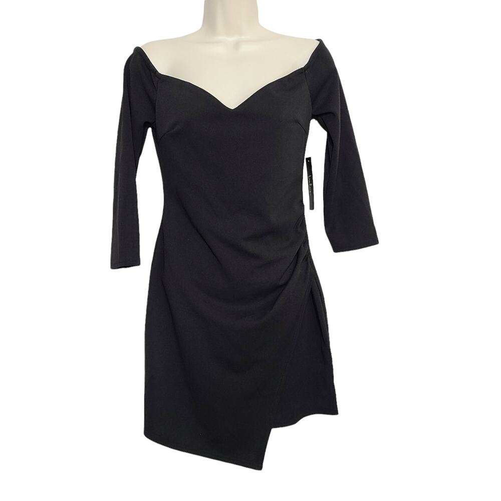Lulus Baby Be Mine Black Off-the-Shoulder Bodycon Dress Size Small